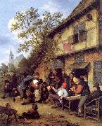 Ostade, Adriaen van Merrymaking Outside an Inn oil painting artist